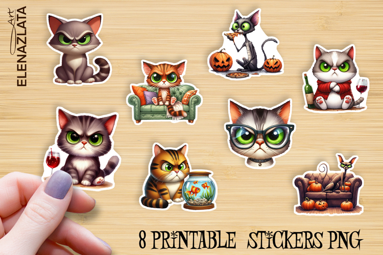 Sarcastic Cat Sticker| Cute Printable Halloween Stickers example image 1