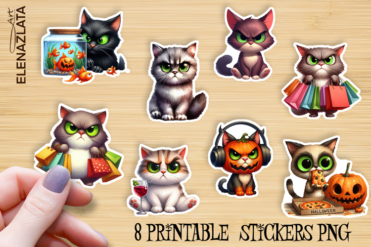 Sarcastic Cat Sticker| Cute Printable Halloween Stickers example image 1