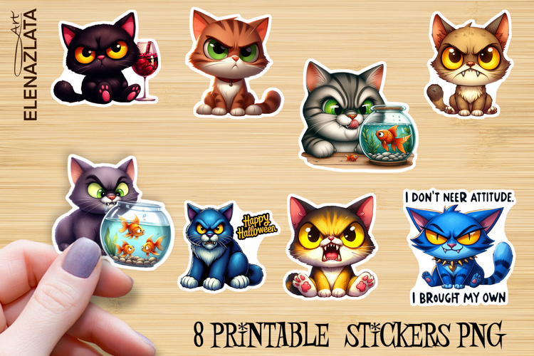 Sarcastic Cat Sticker| Cute Printable Halloween Stickers example image 1