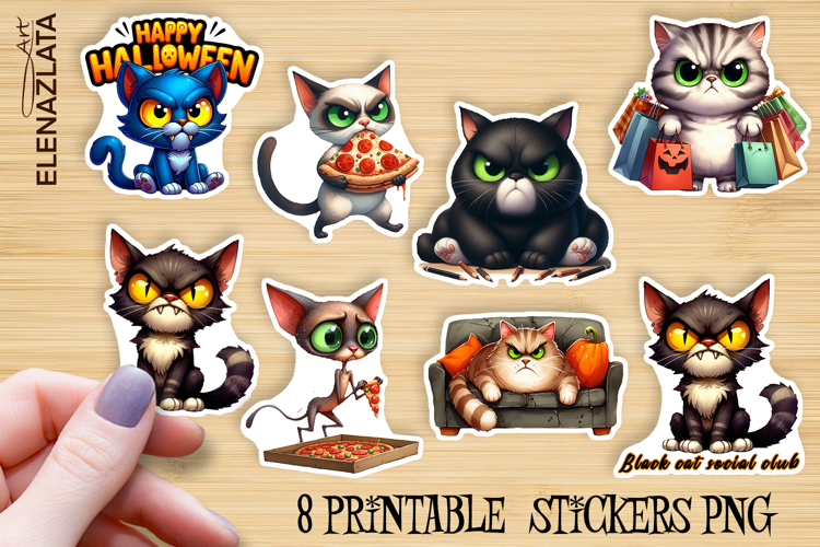 Sarcastic Cat Sticker| Cute Printable Halloween Stickers example image 1