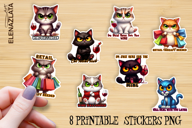 Sarcastic Cat Sticker| Cute Printable Halloween Stickers example image 1