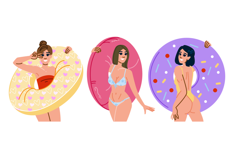 float woman inflatable ring vector