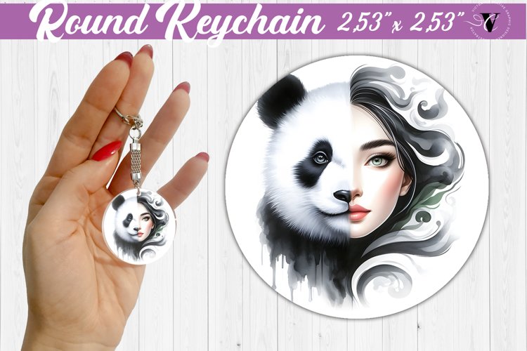 Round keychain sublimation | Strong woman example image 1