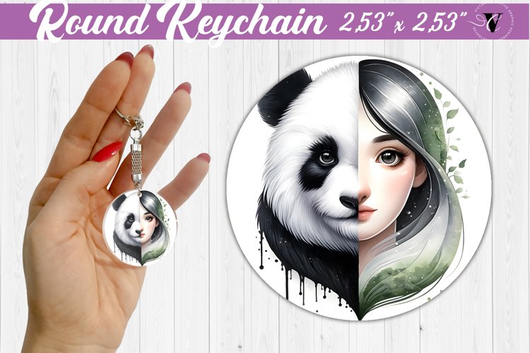Round keychain sublimation | Strong woman example image 1