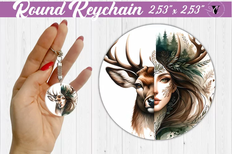 Round keychain sublimation | Strong woman