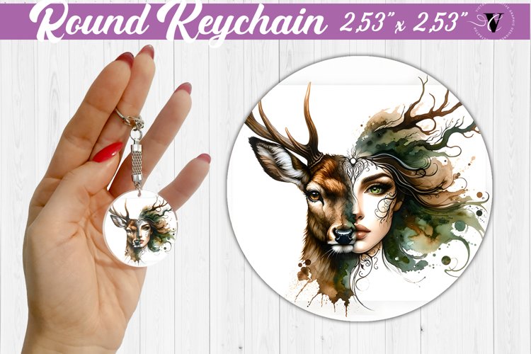 Round keychain sublimation | Strong woman example image 1
