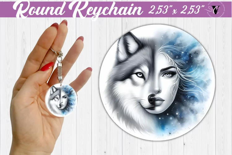 Round keychain sublimation | Strong woman