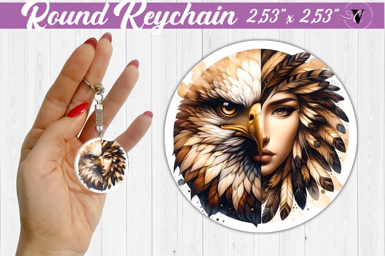 Round keychain sublimation | Strong woman example image 1