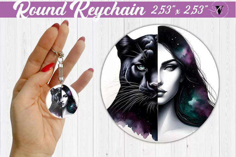 Round keychain sublimation | Strong woman