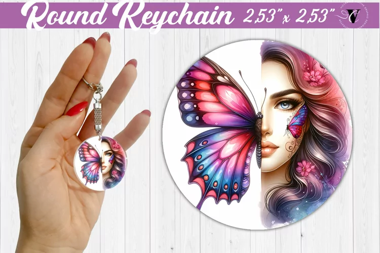 Round keychain sublimation | Strong woman