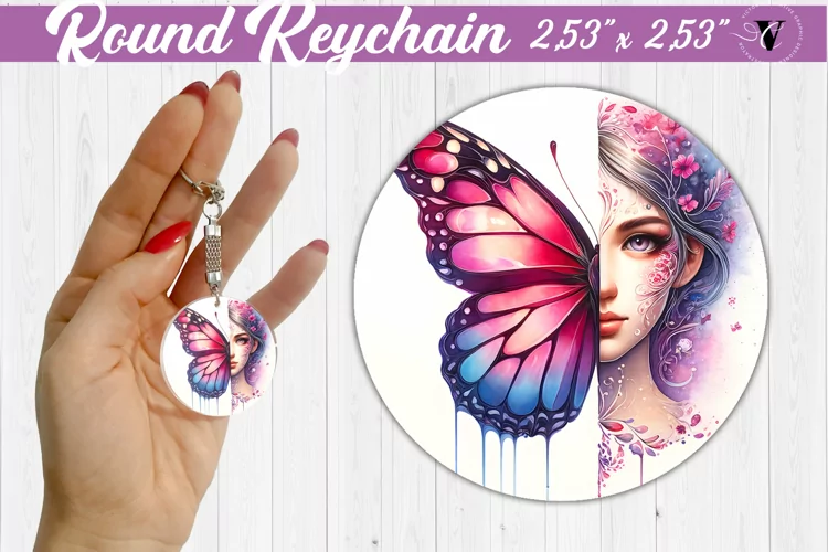 Round keychain sublimation | Strong woman
