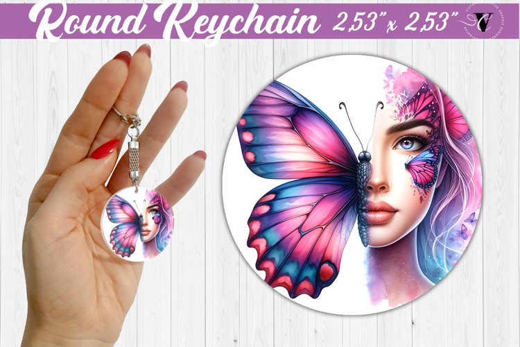 Round keychain sublimation | Strong woman example image 1