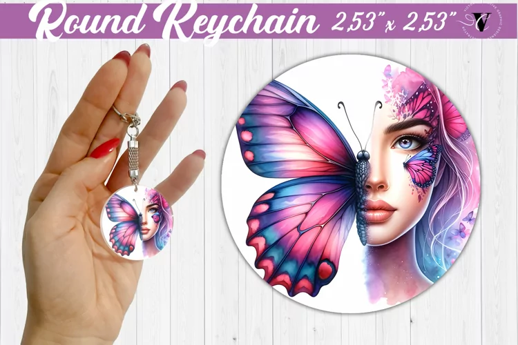 Round keychain sublimation | Strong woman