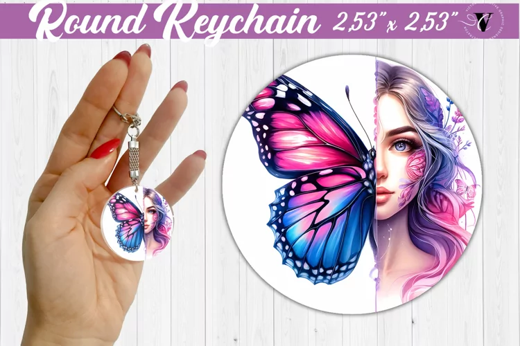 Round keychain sublimation | Strong woman