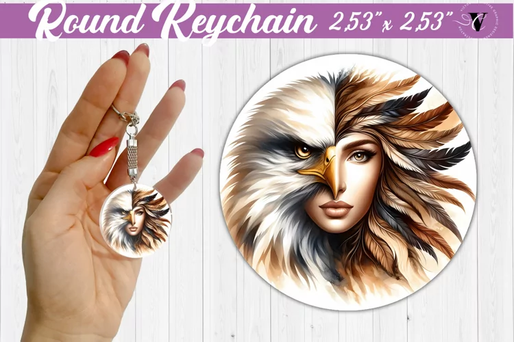 Round keychain sublimation | Strong woman
