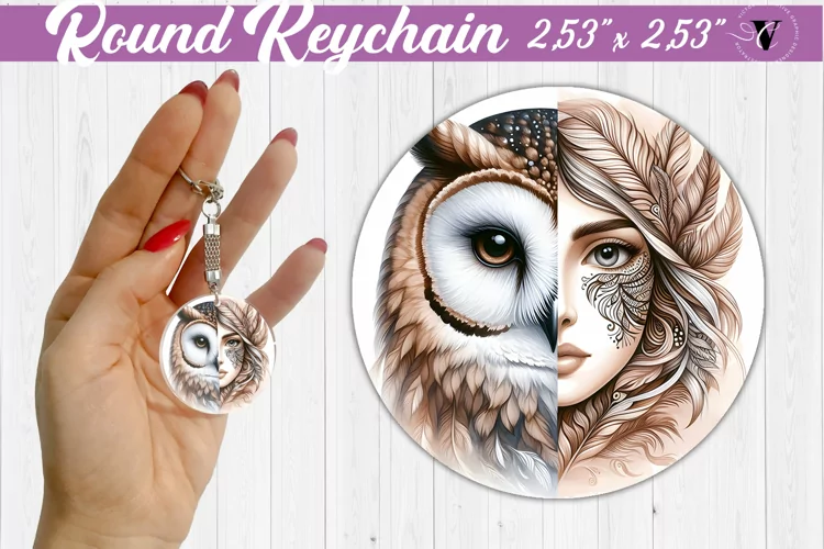 Round keychain sublimation | Strong woman