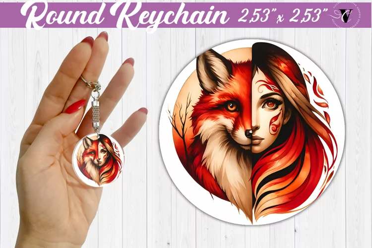 Round keychain sublimation | Strong woman