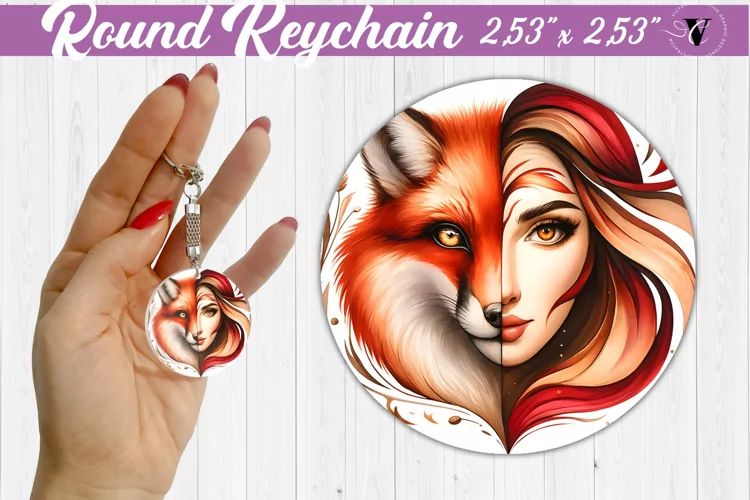 Round keychain sublimation | Strong woman