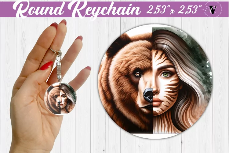 Round keychain sublimation | Strong woman