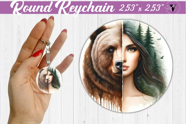 Round keychain sublimation | Strong woman