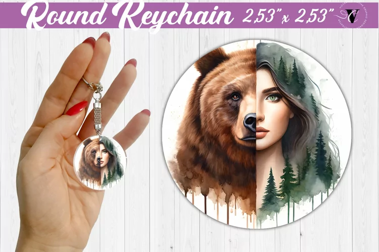 Round keychain sublimation | Strong woman