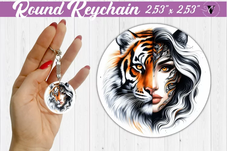 Round keychain sublimation | Strong woman