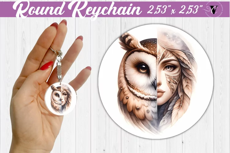Round keychain sublimation | Strong woman