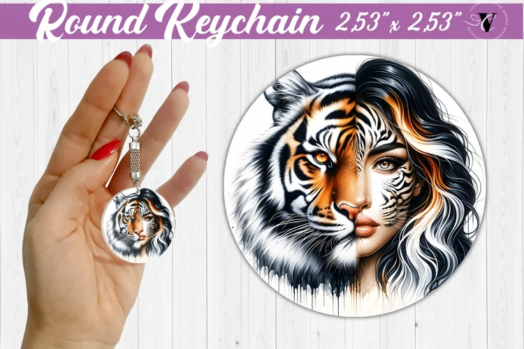 Round keychain sublimation | Strong woman