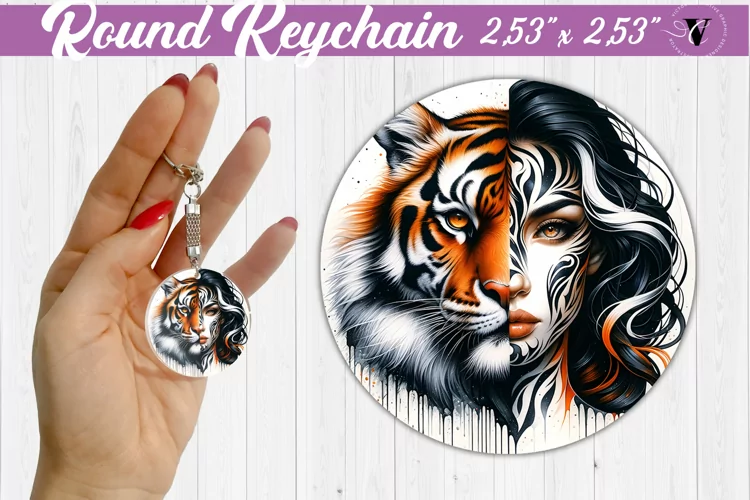 Round keychain sublimation | Strong woman