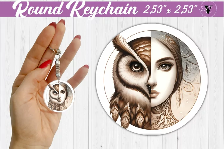 Round keychain sublimation | Strong woman