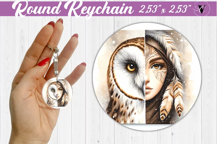 Round keychain sublimation | Strong woman