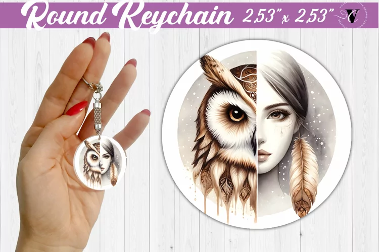 Round keychain sublimation | Strong woman