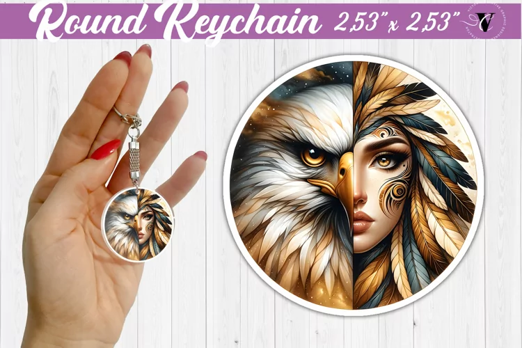 Round keychain sublimation | Strong woman