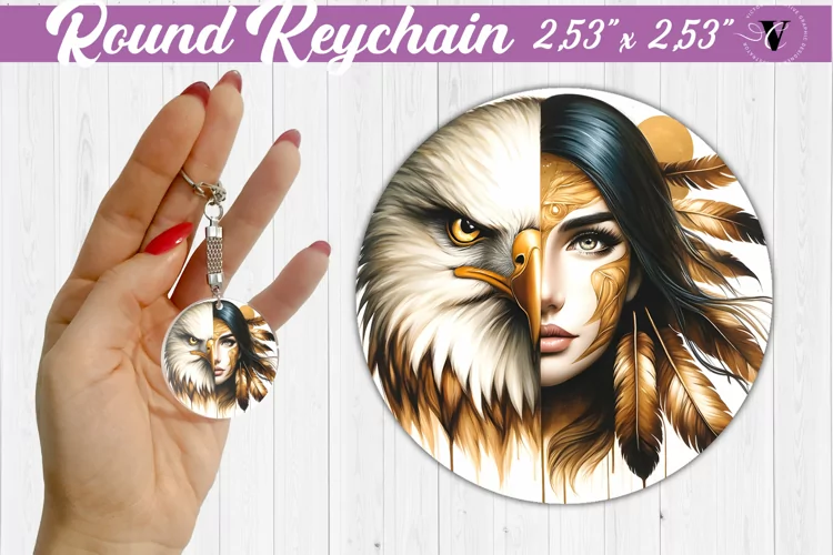 Round keychain sublimation | Strong woman