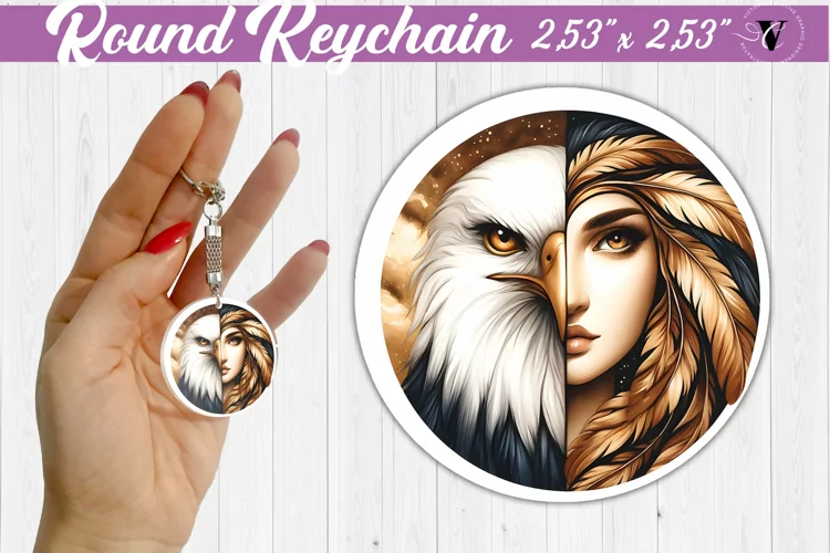 Round keychain sublimation | Strong woman