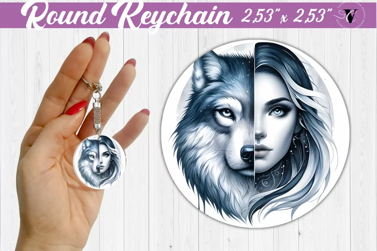 Round keychain sublimation | Strong woman