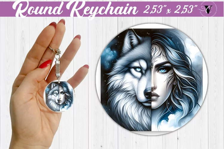 Round keychain sublimation | Strong woman
