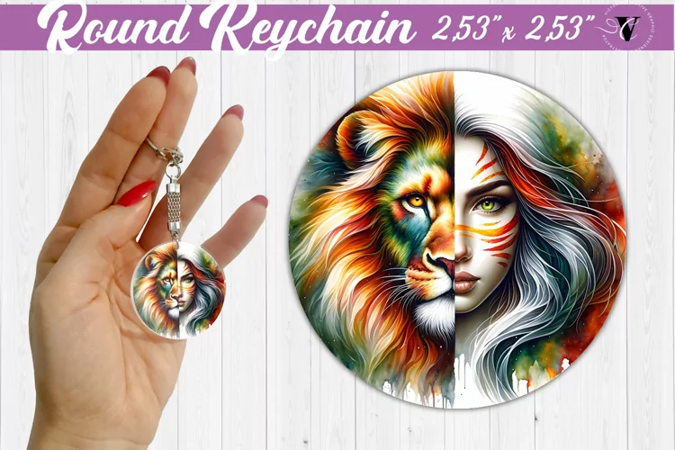 Round keychain sublimation | Strong woman