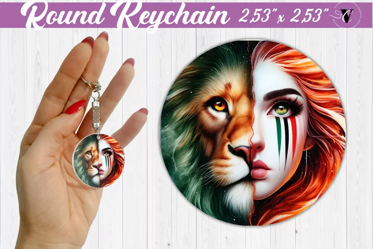 Round keychain sublimation | Strong woman