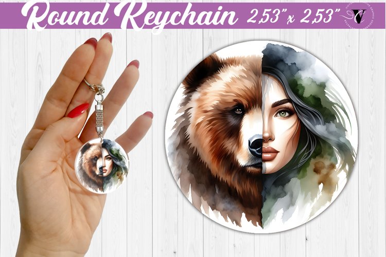 Round keychain sublimation | Strong woman