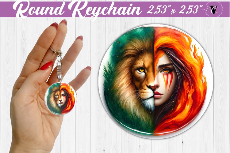Round keychain sublimation | Strong woman example image 1