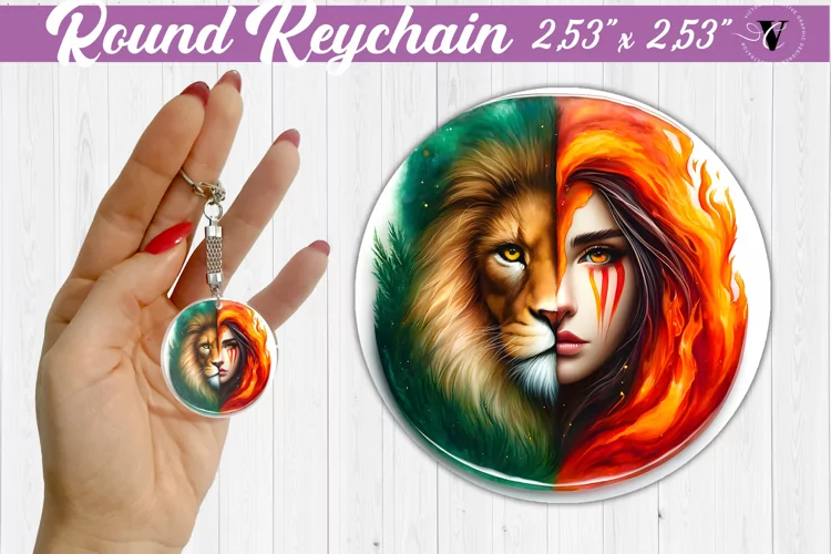 Round keychain sublimation | Strong woman