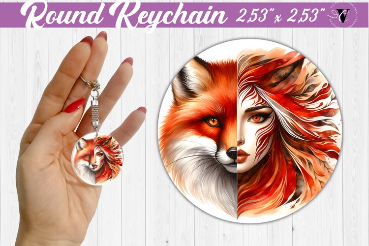 Round keychain sublimation | Strong woman example image 1