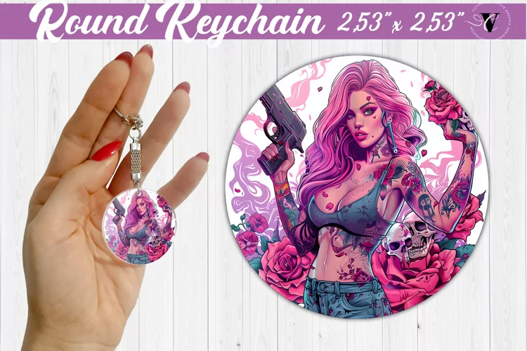 Round keychain sublimation | Strong woman