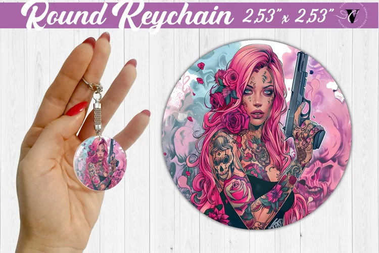 Round keychain sublimation | Strong woman