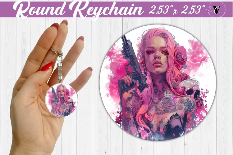Round keychain sublimation | Strong woman