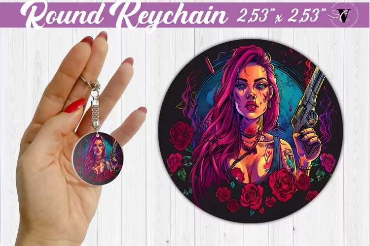 Round keychain sublimation | Strong woman