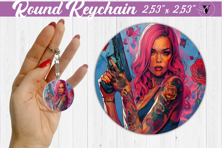 Round keychain sublimation | Strong woman