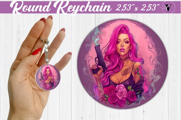 Round keychain sublimation | Strong woman