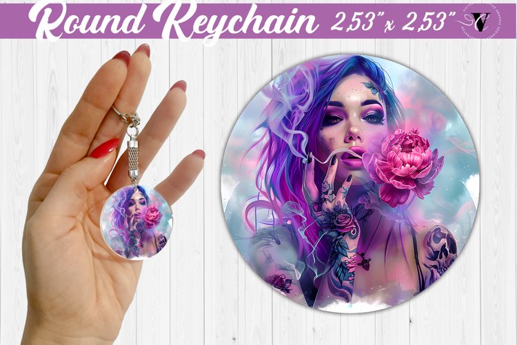 Round keychain sublimation | Strong woman